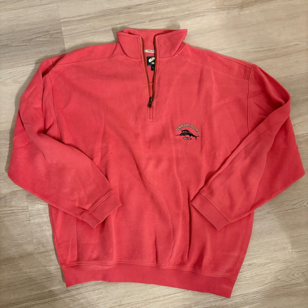 Tommy Bahama Men's Red Half-Zip Sweater